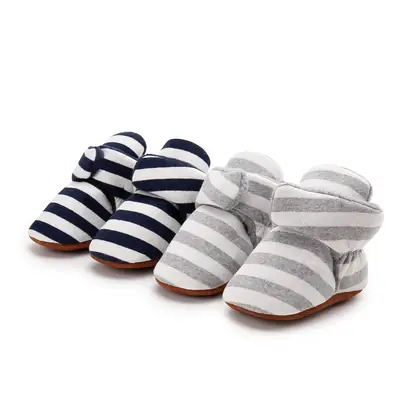 Striped Non-Slip Baby Slippers Navy White