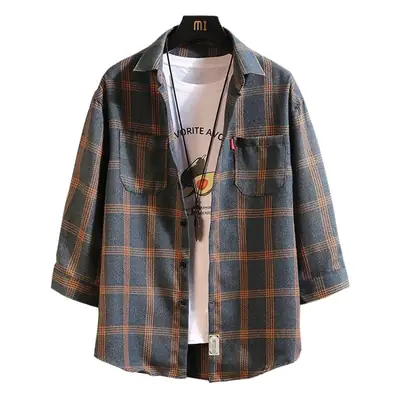 Men Plaid 7-Sleeve Jacket Autumn Casual Wear