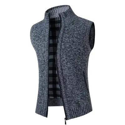 Men's Black Knit Vest with Loose Collar