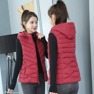 Women's Pink Down Cotton Vest Slim Fit All Match