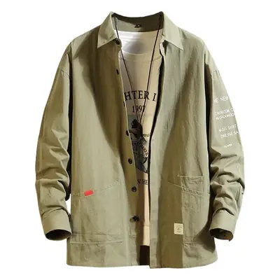 Korean Printed Long Sleeve Shirt Jacket for Men