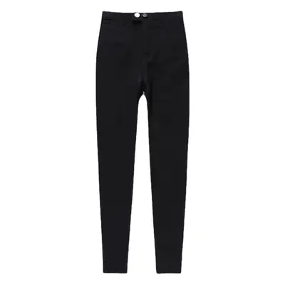 Women Black Fleece Leggings High Waist Tight Fitting