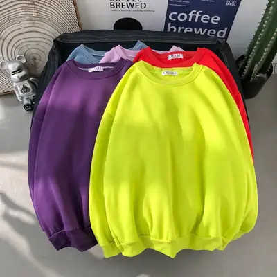 2020 Korean Style Men's Women's Sweatshirt Set Solid Color Loose Fit
