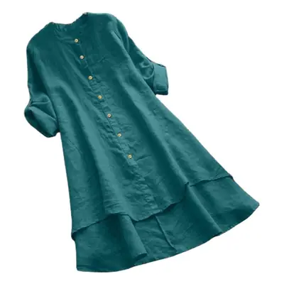Women's Long Sleeve Button Cotton Linen Top Cream