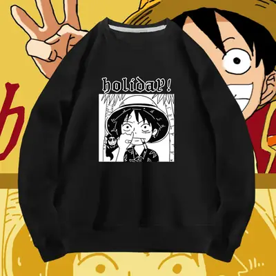 Men's Black Anime Print Hoodie Holiday Collection
