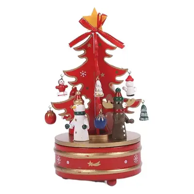 Wooden Christmas Tree Music Box Decor for Home