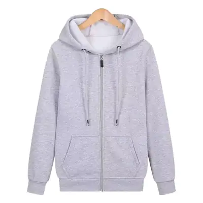 Men's Grey Fleece Zipper Hoodie Large