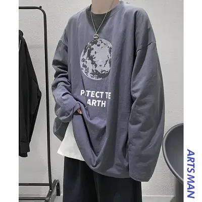 Men's White Loose T-Shirt with Graphic Print