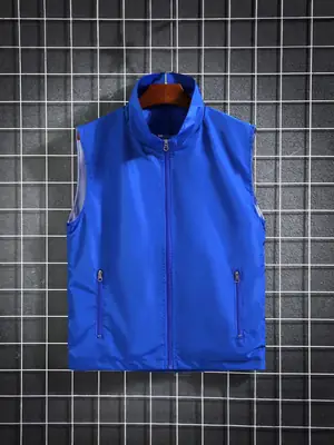 Orange Full-Sleeve Vest for Men with Zip Front