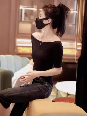 Women's White Slim Fit Mid Sleeve T-Shirt with Collar