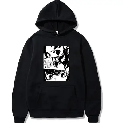 Red Cross Border Demon Slayer Hoodie for Boys