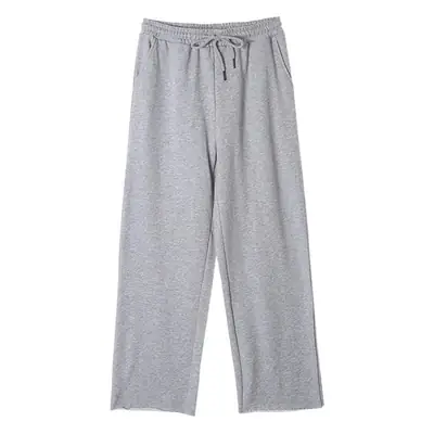 Women Cotton High Waist Elastic Pants Loose Straight Wide Leg Sports