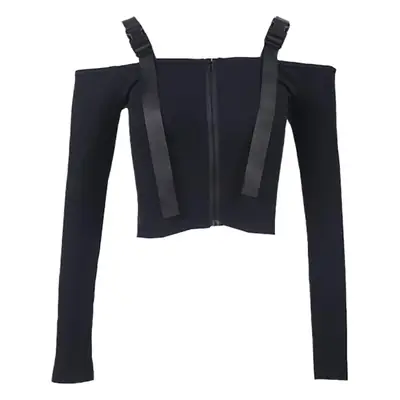 Black Knitted Long Sleeve T-Shirt for Women