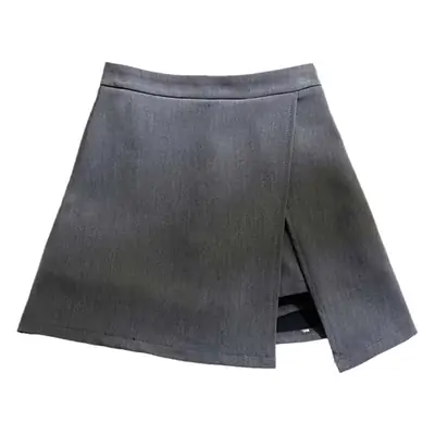 Grey High Waist Slimming Split Skirt Suit