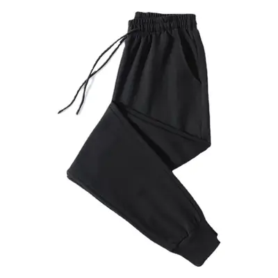 Men Thick Cotton Casual Pants Black Gray Plus Size