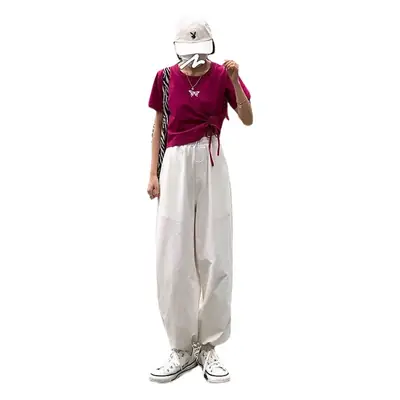 Women's Blue High-Waisted Loose Leg Pants Casual Jogger Set