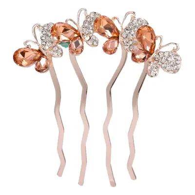 Korean Style Rhinestone Hair Comb with Blue Crystal Accents