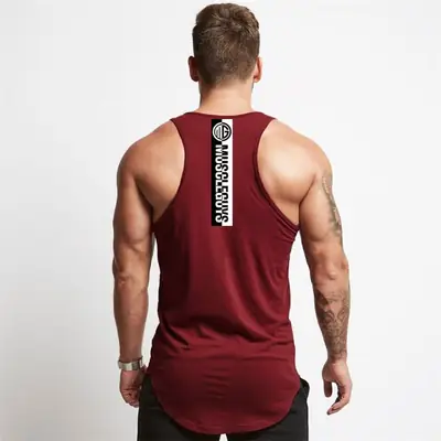 Men's Sleeveless Muscle Vest Summer Fitness Basketball Running Sports Waistcoat T-Shirt