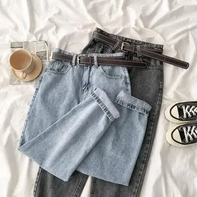 Black Slimming High Waist Denim Pants Women 2020