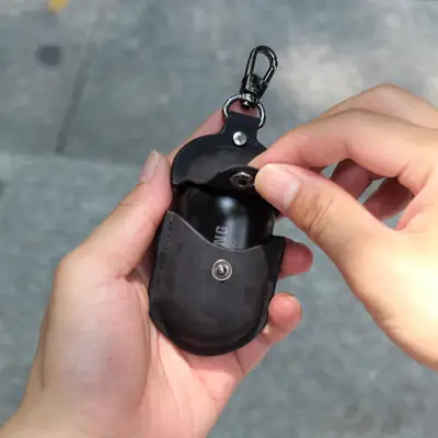 Black Leather Bluetooth Earphone Cover for Samsung Buds