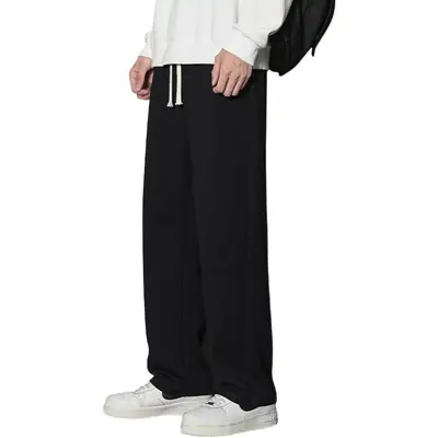 Men's Grey Sweatpants with Drawstring Waist Casual Winter Pants