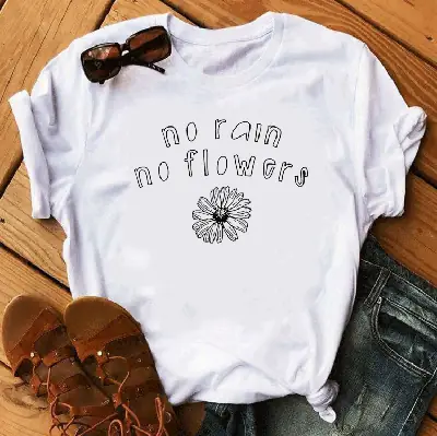 No Rain No Flowers Dark Gray T-Shirt for Women
