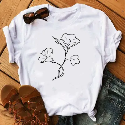 Black Trumpet Flower Short Sleeve T-Shirt