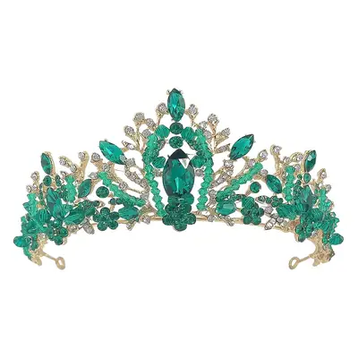 Golden Crystal Bridal Crown Headband for Women