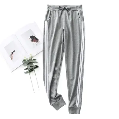 Women's Light Grey Sweatpants with Elastic Waistband