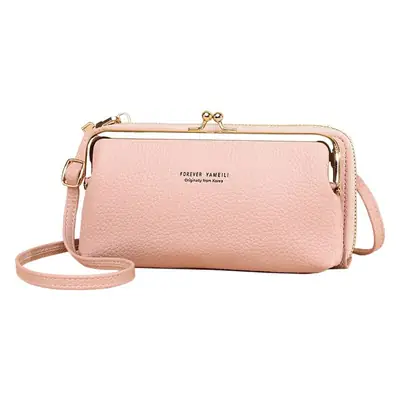 Green Crossbody Phone Bag with Pebbled Leather Design