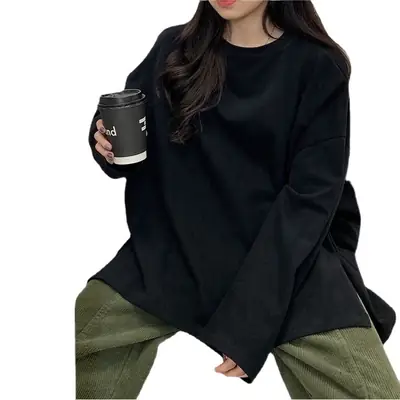 2023 Long Sleeve T-Shirt Women Pink Loose Fit