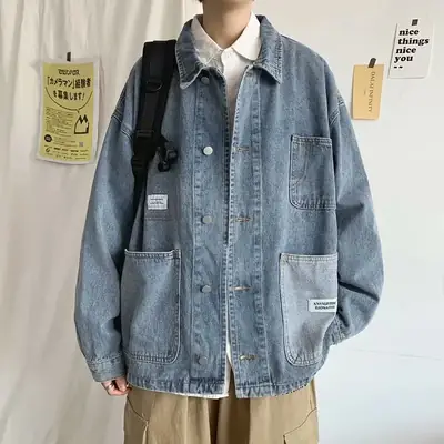 Men Denim Jacket Korean Style Loose Winter Wear