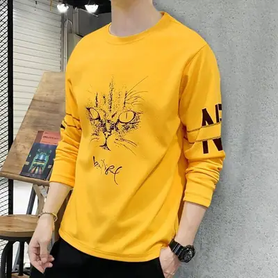 Yellow Korean-style Long Sleeve T-shirt for Boys