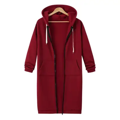 Women's Black Hooded Long Sleeve Sweater Winter Coat