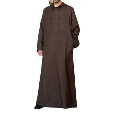 2025 Muslim Robe Long Hooded Men's Hooded Shirt