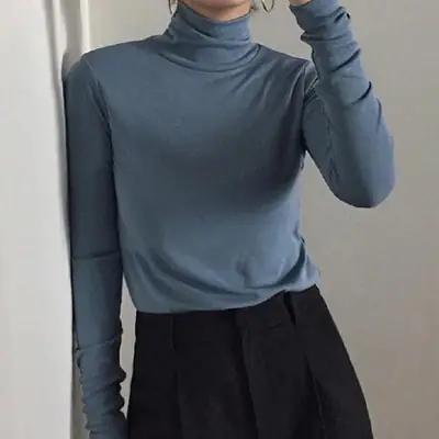 2026 Insulated Long Sleeve Women's T-Shirt Slim Fit Blue