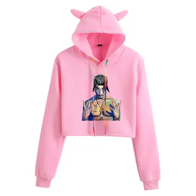 Pink Hoodie with Tupac Print for Women