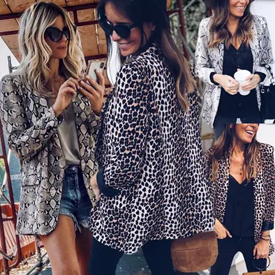 Women's Long Sleeve Leopard Print Jacket LQ6690