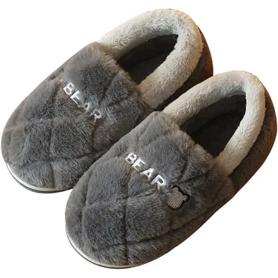 Men's Winter Fur Slippers Warm Bag Heel Large