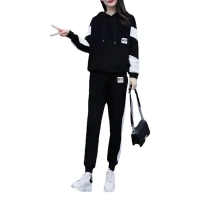 100kg Plus Size Women's Black Track Suit Set