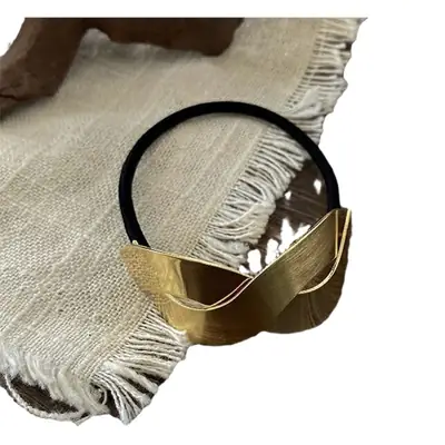 Gold Metal Hair Rope for Women Elegant Hair Tie
