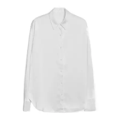 White Mercerized Satin Women's Shirt Small