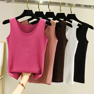 Red Velvet Sleeveless Vest for Women