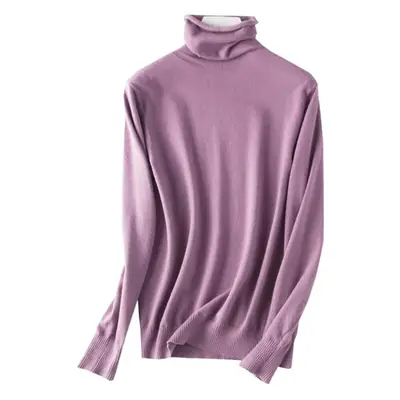 Women Blue Knit Turtleneck Pullover Winter Wear