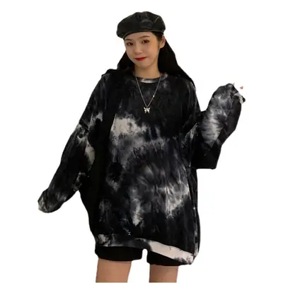 Women Tie-dye Long Sleeve T-Shirt Plus Large