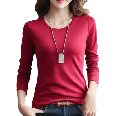 Women's Olive Green Slim Fit Long Sleeve T-Shirt
