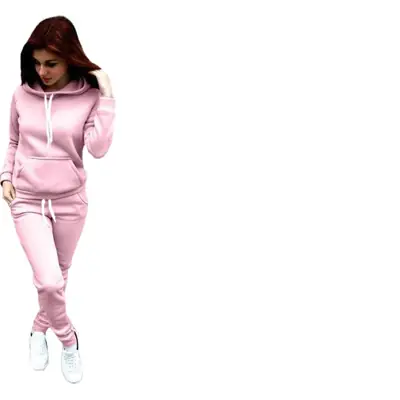 Women Fleece Hoodie Track Suit Red Beige Black