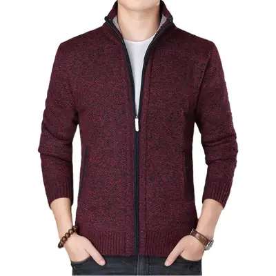 Men Knitted Cardigan Sweater Autumn Winter New Collar