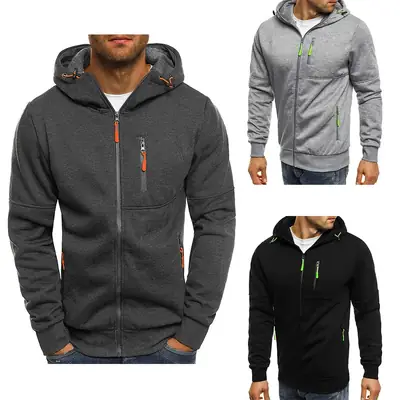 Men Grey Fleece Hoodie Sweatshirt Clearance Sale
