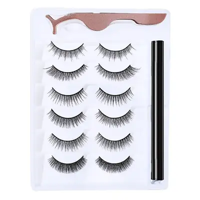 Magnetic Suction False Eyelashes 6 Pairs Natural One Stroke